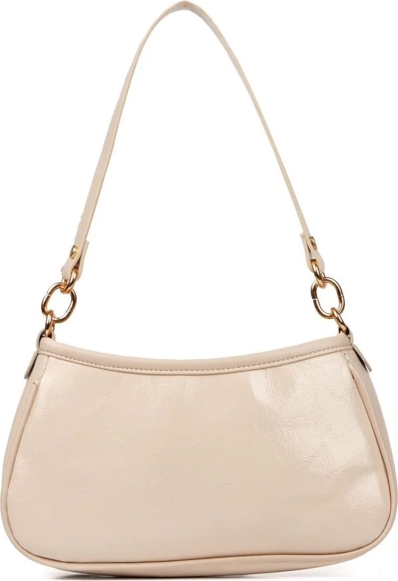 نيويش بولو Beige Vegan Leather Cross Shoulder and Handbag Baguette Mini Women's Shoulder Bag