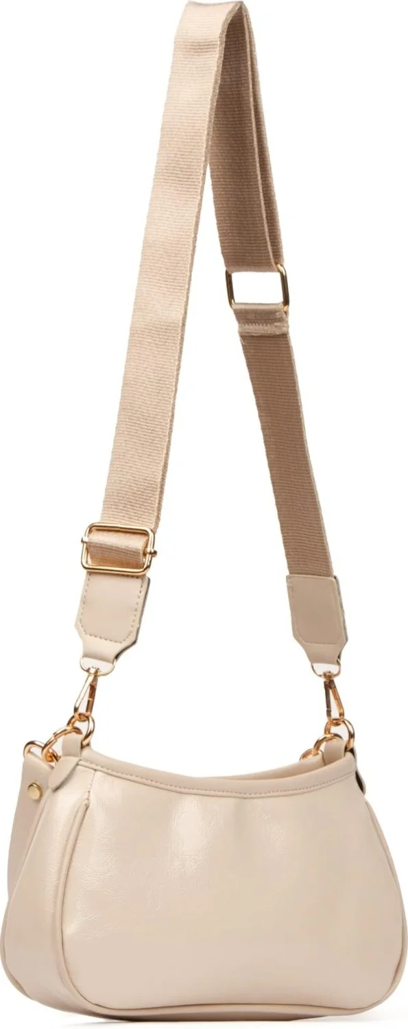 نيويش بولو Beige Vegan Leather Cross Shoulder and Handbag Baguette Mini Women's Shoulder Bag