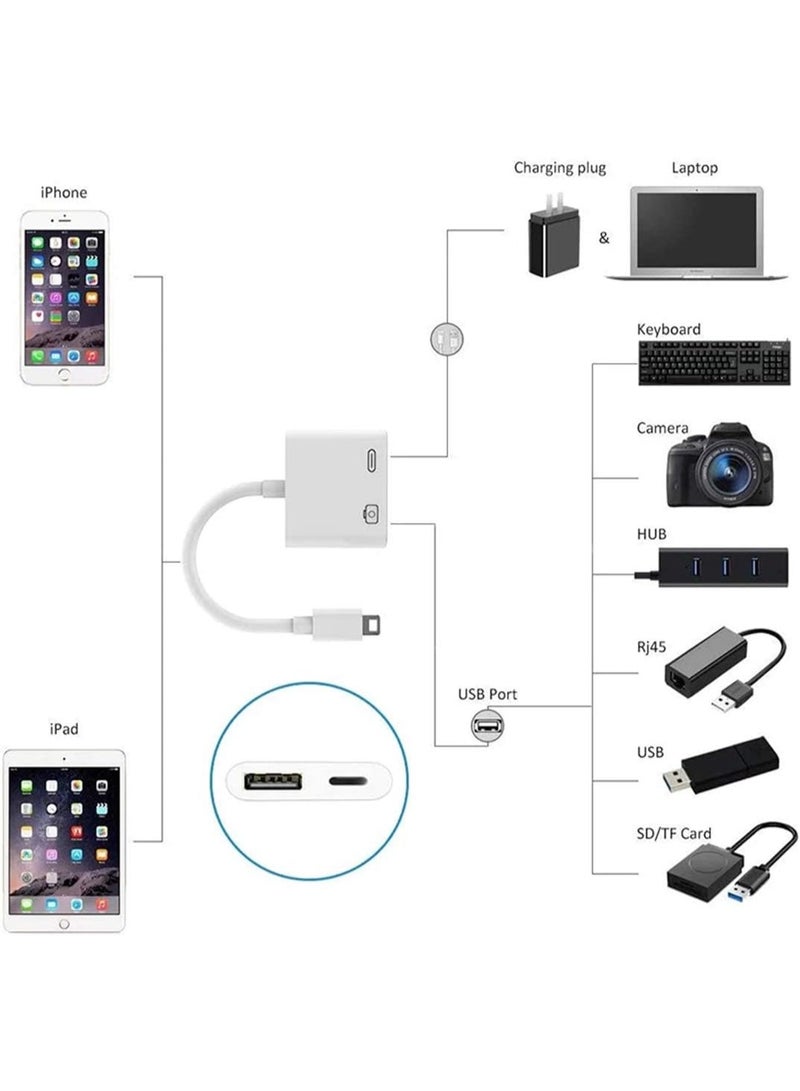 Apple Certified Lightning to USB 3.0 Camera Adapter – 2-in-1 Portable iPhone 13 Connector with Lightning Charging Port & Female USB Card Reader - Image 5