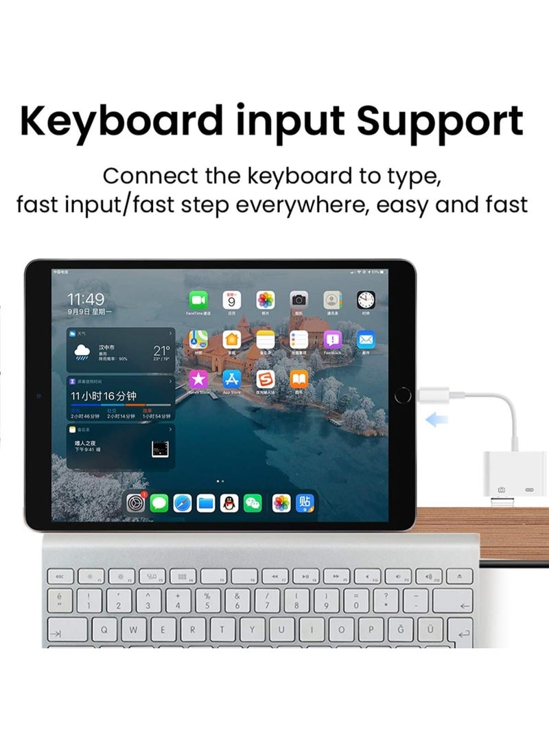 Apple Certified Lightning to USB 3.0 Camera Adapter – 2-in-1 Portable iPhone 13 Connector with Lightning Charging Port & Female USB Card Reader - Image 2