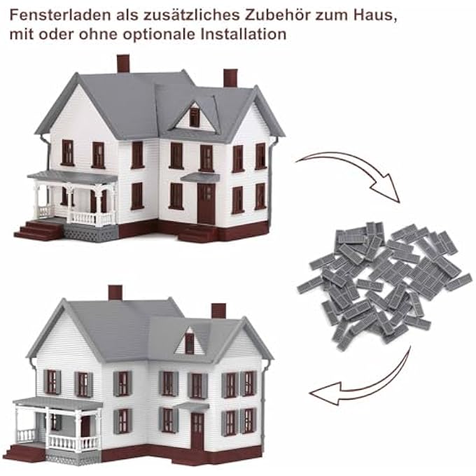 SCALE N 1:160 MODEL HOUSE SET: COLOURFUL, DETAILED ARCHITECTURE VARIATIONS, REALISTIC MINIATURE HOUSES FOR MODEL RAILWAY DIORAMAS, SCENERY BUILDINGS FOR OPTICAL ENHANCEMENT (WHITE GABLE HOUSE - Image 3