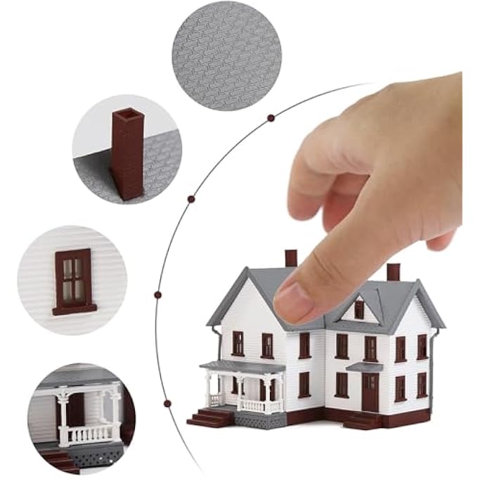 SCALE N 1:160 MODEL HOUSE SET: COLOURFUL, DETAILED ARCHITECTURE VARIATIONS, REALISTIC MINIATURE HOUSES FOR MODEL RAILWAY DIORAMAS, SCENERY BUILDINGS FOR OPTICAL ENHANCEMENT (WHITE GABLE HOUSE - Image 4