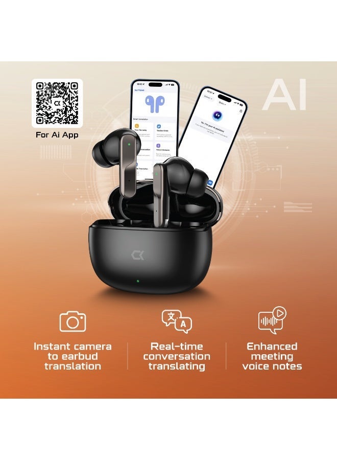 AcceOn Aura Pods ACC-TWS019 AI True Wireless Earbuds – Hybrid ANC + ENC (4-Mic), Bluetooth 6.0, 25-Hour Total Playtime, AI Live Translation Support – Black - Image 3