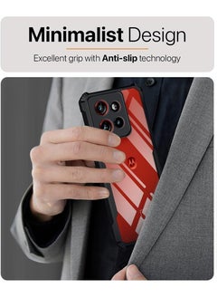 Case Up Case For Motorola Edge 50 Neo Crystal Clear Tactical Back Cover Case With 360 Degree Protection, Shockproof Bumper Protective Phone Cover, Anti-Scratch Hard PC Back (Clear)  - Image 5