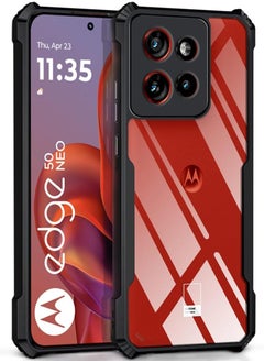 Case Up Case For Motorola Edge 50 Neo Crystal Clear Tactical Back Cover Case With 360 Degree Protection, Shockproof Bumper Protective Phone Cover, Anti-Scratch Hard PC Back (Clear)  - Image 1