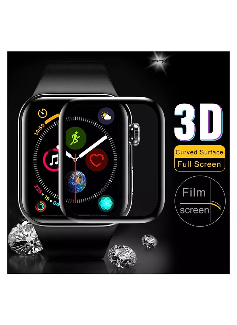 HEXABEX - Apple Watch Series 6 Screen Protector 44mm, Full Cover Curved Screen Protector for Apple Watch Series 6 44mm Black/Clear - Image 1