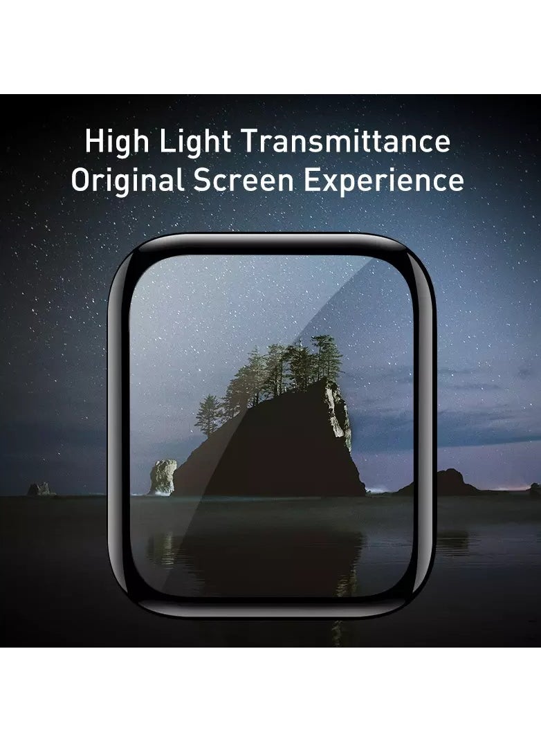HEXABEX - Apple Watch Series 6 Screen Protector 44mm, Full Cover Curved Screen Protector for Apple Watch Series 6 44mm Black/Clear - Image 1