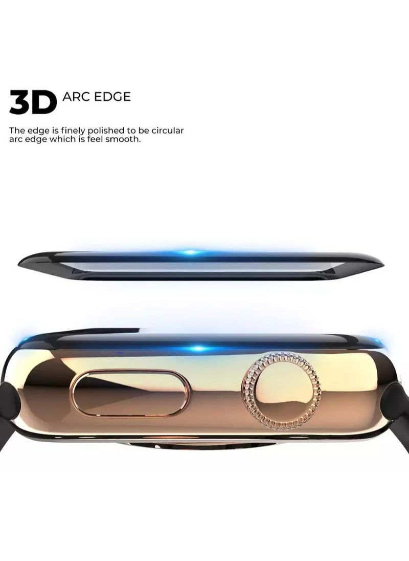HEXABEX - Apple Watch Series 6 Screen Protector 44mm, Full Cover Curved Screen Protector for Apple Watch Series 6 44mm Black/Clear - Image 1