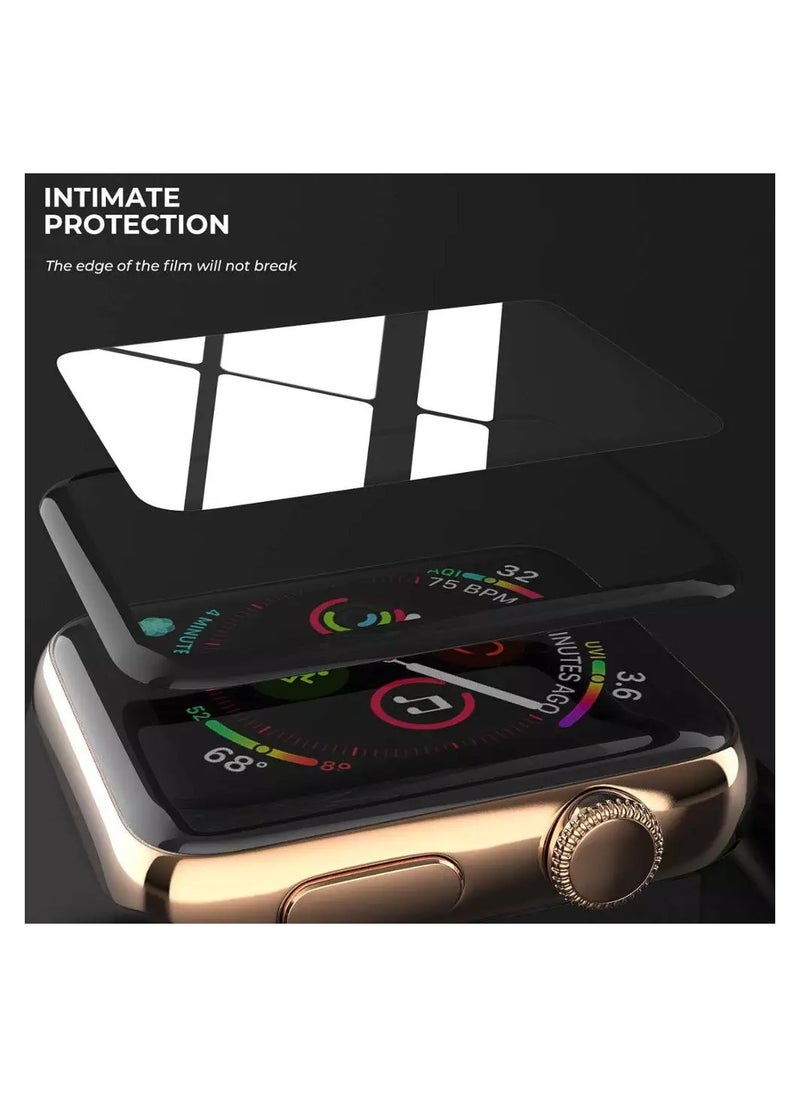 HEXABEX - Apple Watch Series 6 Screen Protector 44mm, Full Cover Curved Screen Protector for Apple Watch Series 6 44mm Black/Clear - Image 1