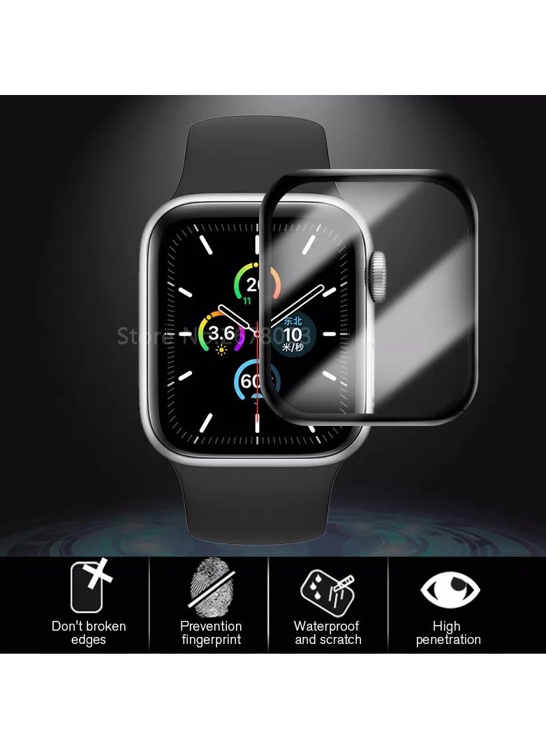 HEXABEX - Apple Watch Series 6 Screen Protector 44mm, Full Cover Curved Screen Protector for Apple Watch Series 6 44mm Black/Clear - Image 1