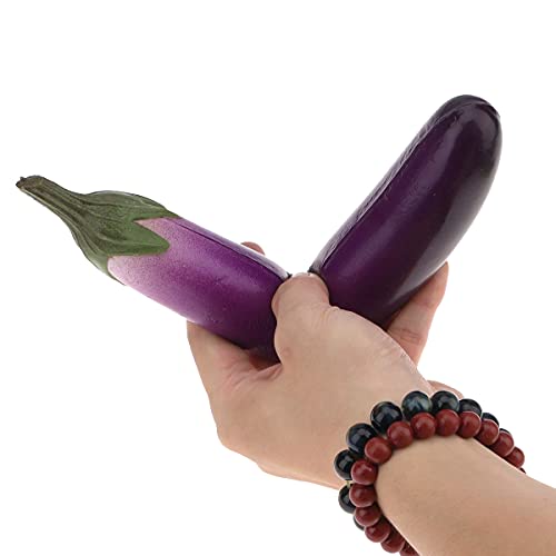 Meiwlong 2 PCS Artificial Lifelike Eggplant Fake Soft PU Realistic Vegetable Props Decoration Home Faux Food Model Ornament Kitchen Party - Image 3