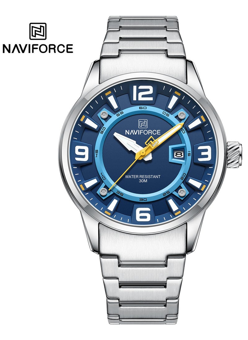 NAVIFORCE Elegant Stainless Steel Analog Wrist Watch for Men with Date Display Water Resistant Stylish Business and Casual Timepiece Durable Bracelet Comfortable Wear  - Image 1