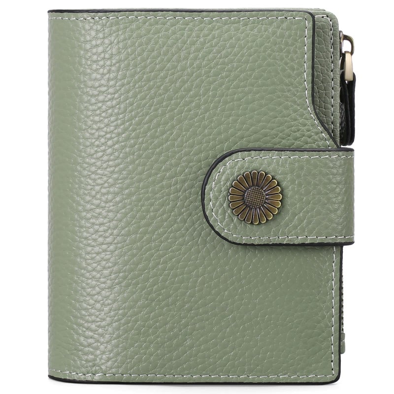 Falan Mule Women's Lightweight Genuine Leather Wallet, Includes Card Holders, RFID-Blocking, Lightweight, Photo & ID Holder, Green - Image 1
