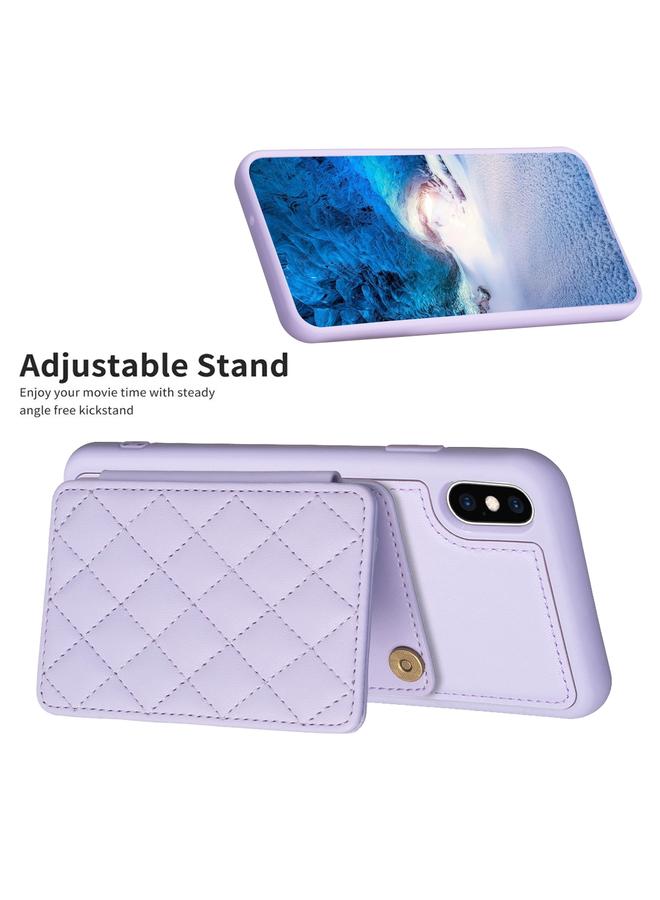 S-TOP Case For iPhone XS Max BF25 Square Plaid Card Bag Holder Phone Case - Image 5