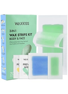 waxkiss Waxkiss Wax Strips Kit for Women Men 70 Counts 3 Sizes  12 Pcs Prewax and Afterwax Wipes Readytouse Waxing Strips Kit for Hair Removal Home Waxing Kit with Brazilian Wax Strips 