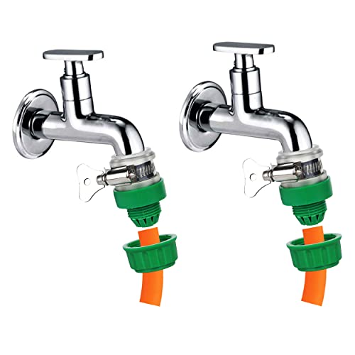 Garbnoire Heavy Duty Hose Pipe Fitting Standard Size 1/2'' Tap Connector for Garden Water Pipe,Car,Bike Washing Accessories|Universal Adjustable Adapter Suitable Connecting Hose Pipe Green(Pack of 2) - Image 1