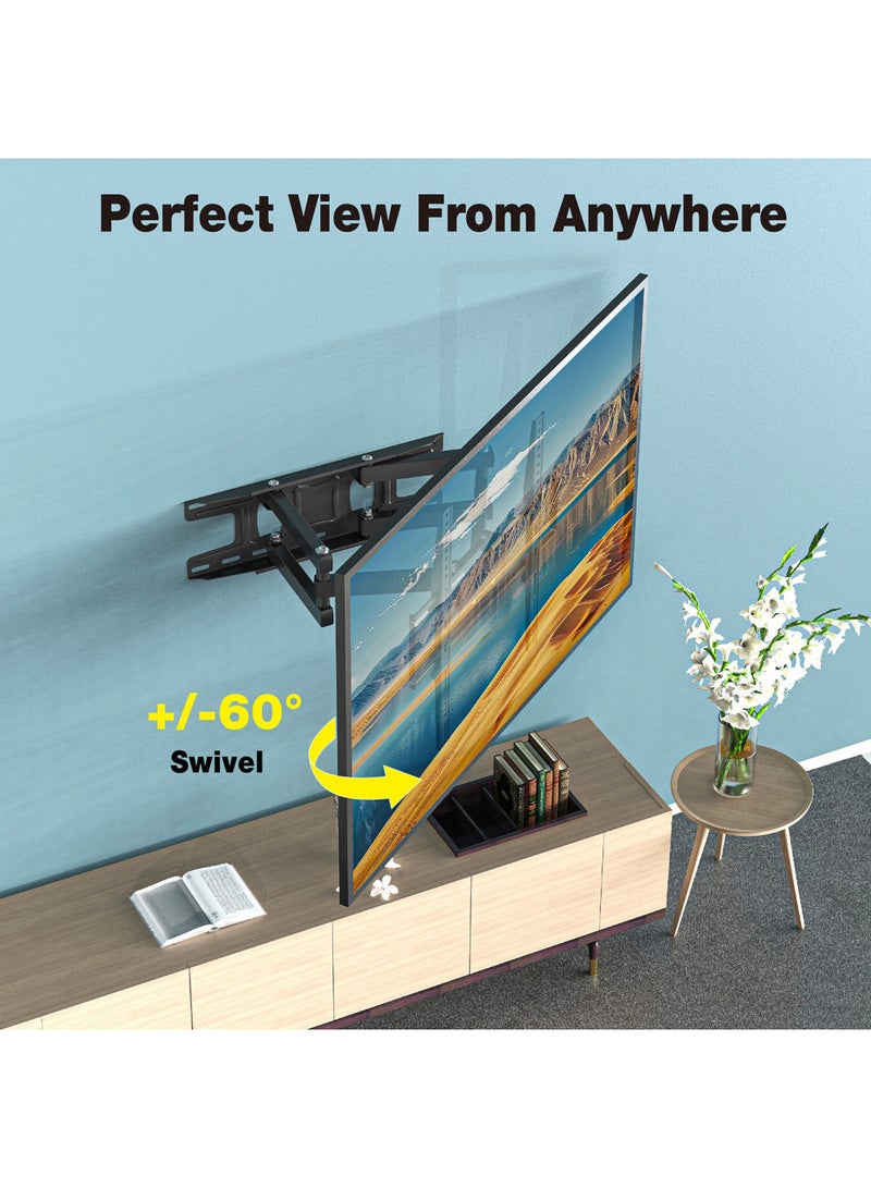 ستارجولد دعامة تثبيت على الحائط للتلفزيون ذات الحركة الكاملة شديدة التحمل تناسب شاشة تلفزيون LCD منحنية مقاس 32 بوصة - 75 بوصة باللون الأسود - Image 3
