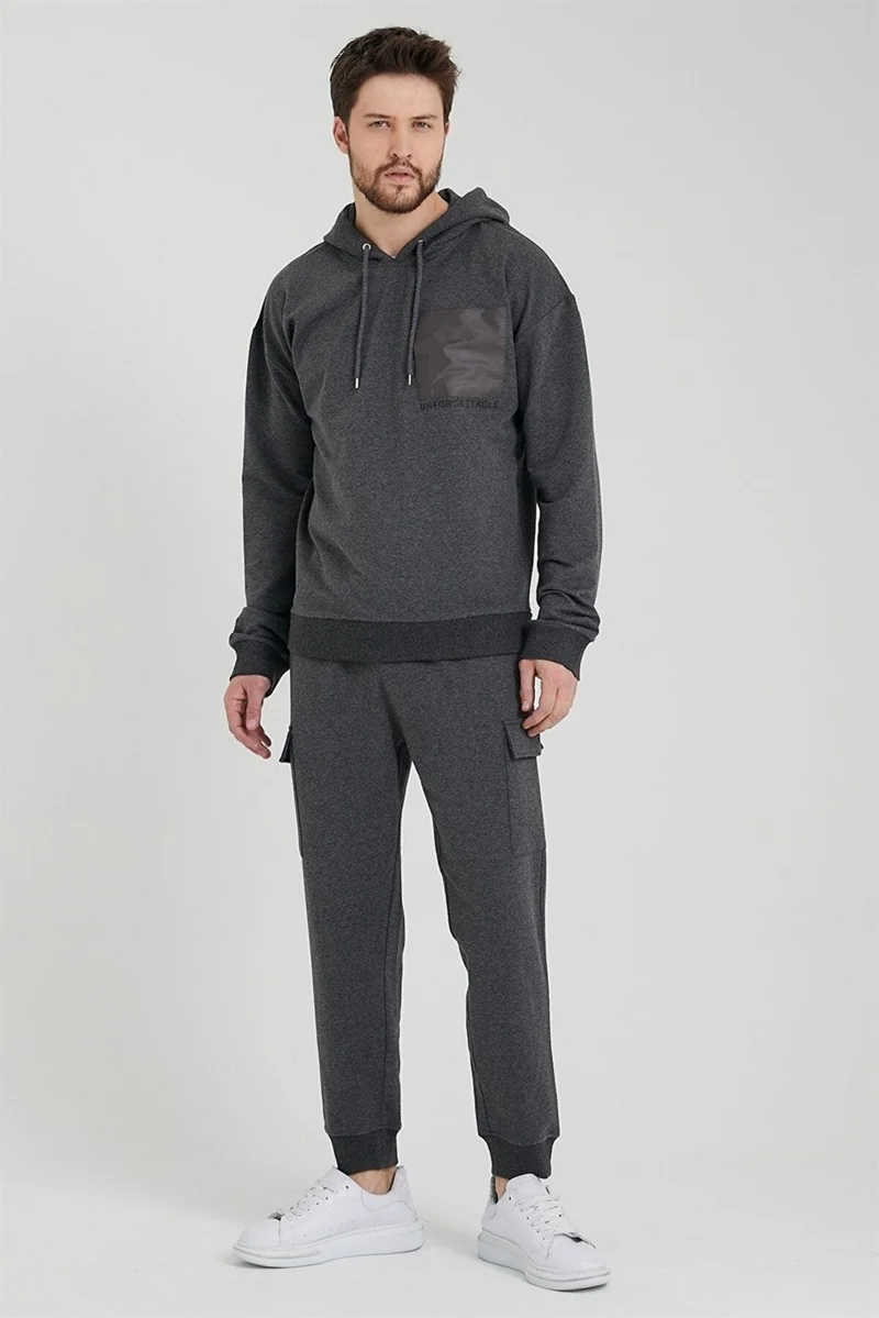 Odelon Men's Oversize Hooded Sweatshirt Anthracite