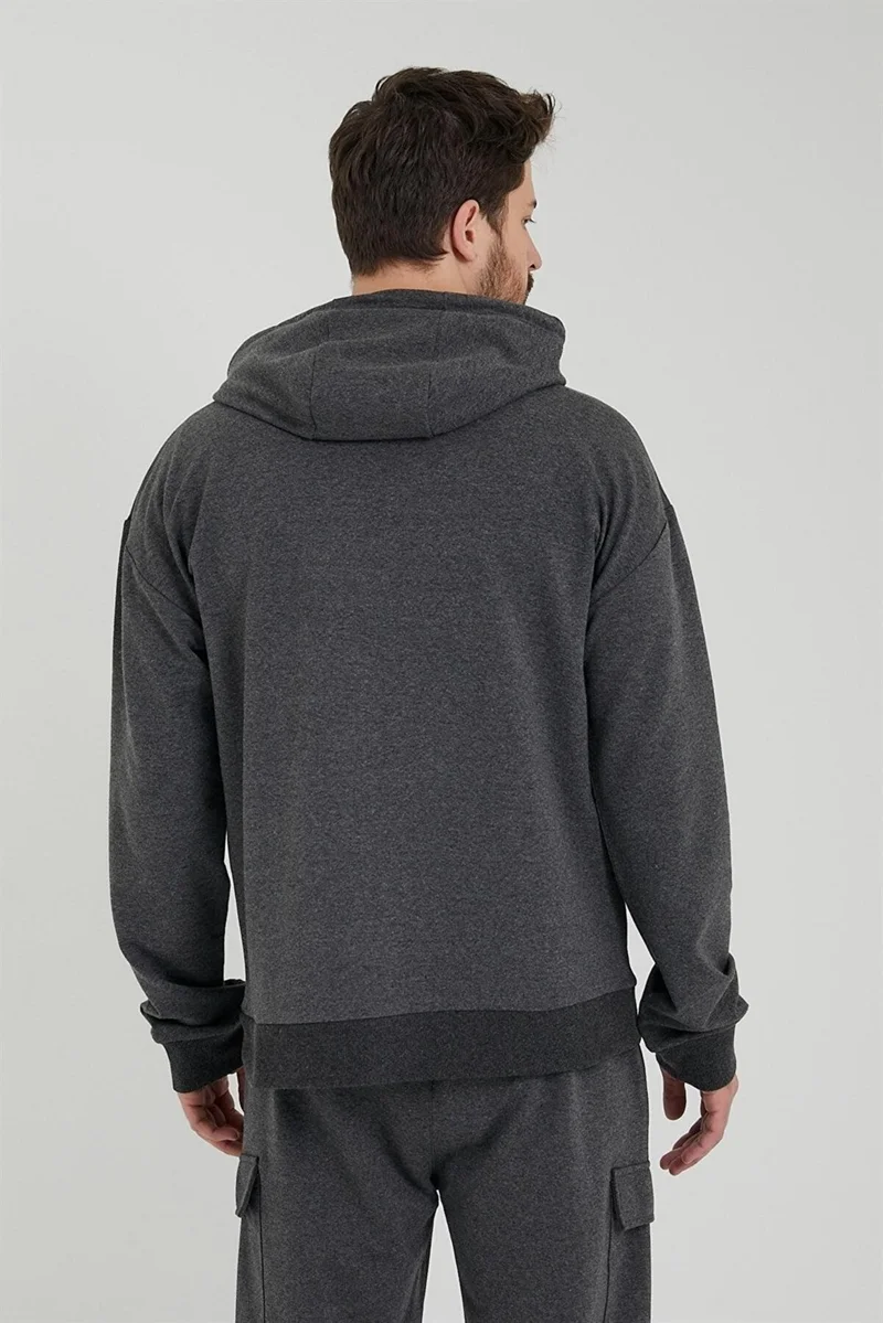 Odelon Men's Oversize Hooded Sweatshirt Anthracite