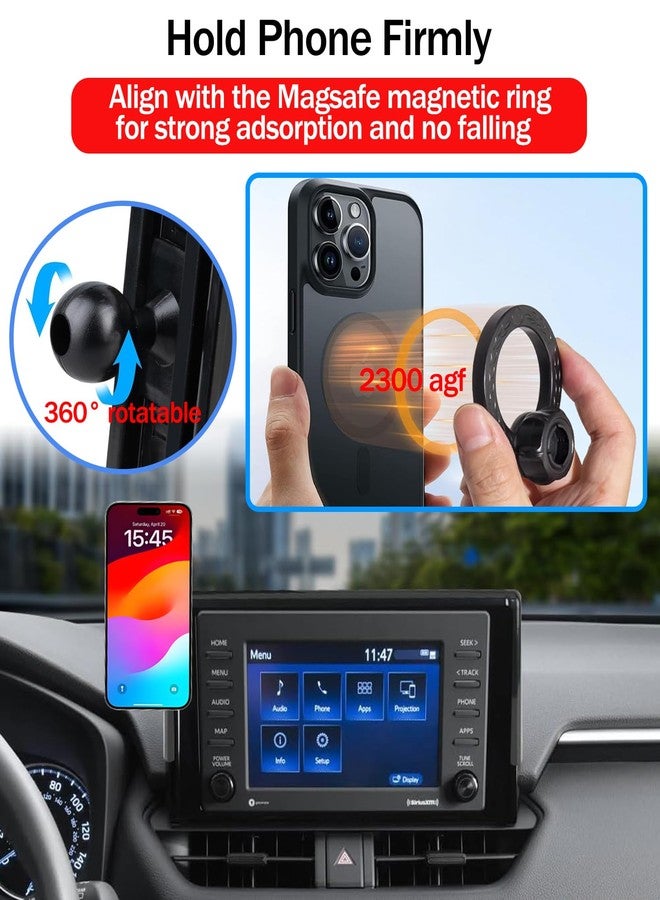 Hesanzol Car Phone Holder for Toyota RAV4 2019-2025 Accessories, 360° Rotation Cell Phone Mount Compatible with MagSafe, Only Fits 7/8-Inch Screen - Image 4