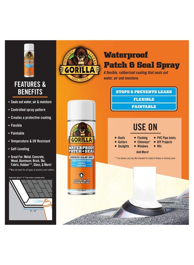 Gorilla Waterproof Patch & Seal Rubberized Sealant Spray, White, 14 Ounce (Pack of 1) - Seals Out Water, Air, and Moisture - Image 3