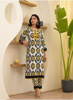 PRIYA’S PANACHE Cotton Printed Kurta Pant Dupatta Set | Indian Ethnic Wear for Women | Traditional Salwar Kameez Suit | Ready-to-Wear Kurti Set  - Image 1