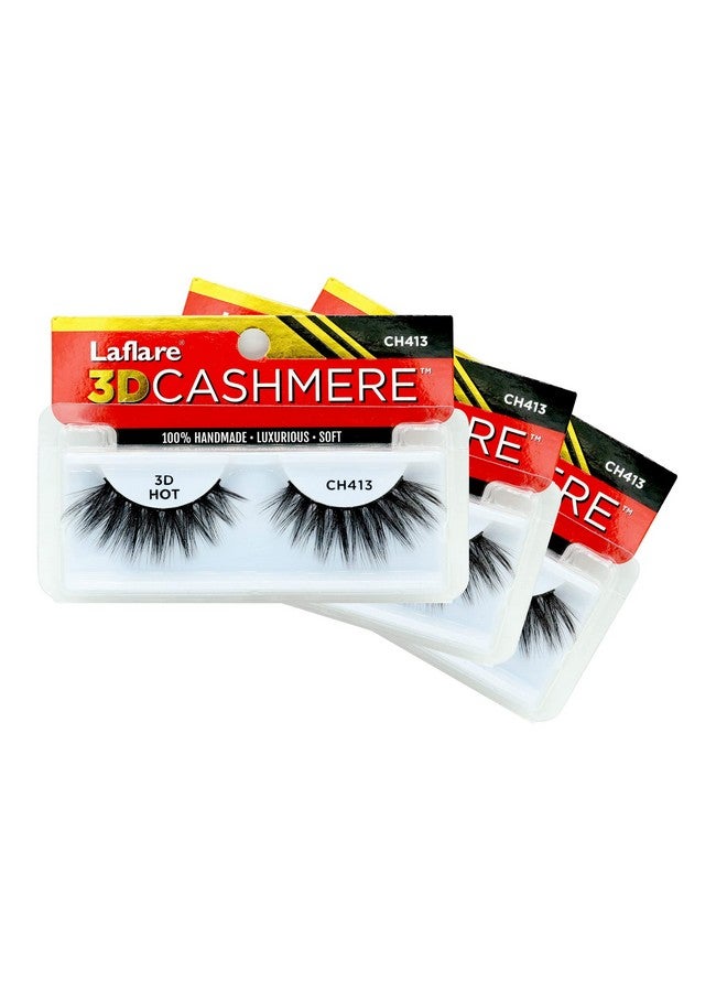 Laflare 3D Cashmere Eyelashes Natural Look Wispy Glam Fresh Fluffy Soft Reusable Luxurious Handmade Strips False Lashes 3 Packs Bundle Special Ch (Ch413 3) - Image 2