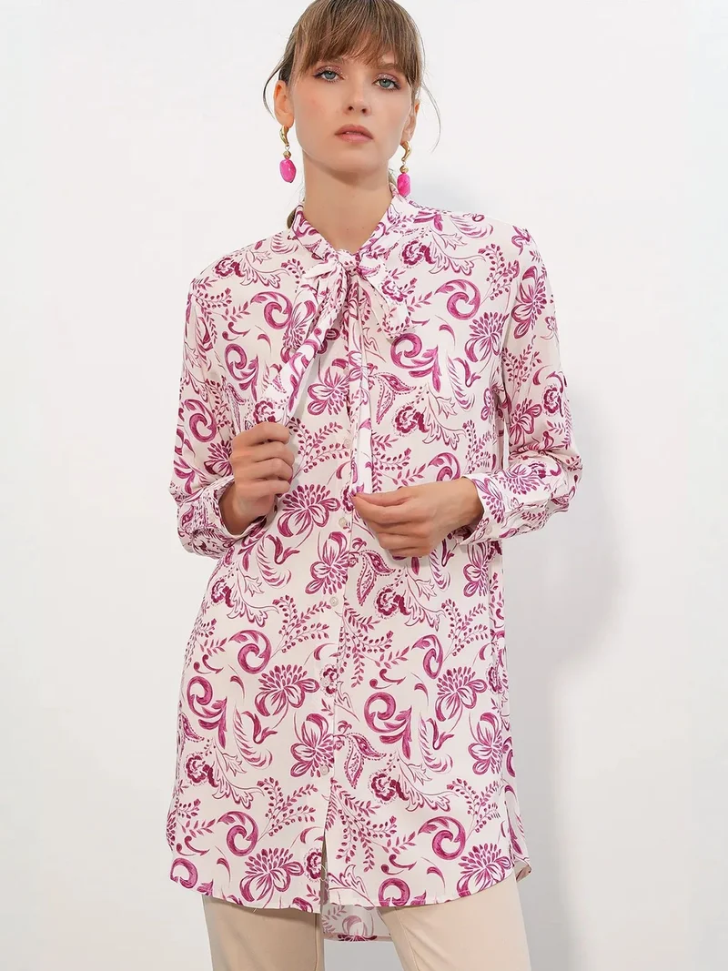 BIG DART BDART Long Floral Viscose Shirt