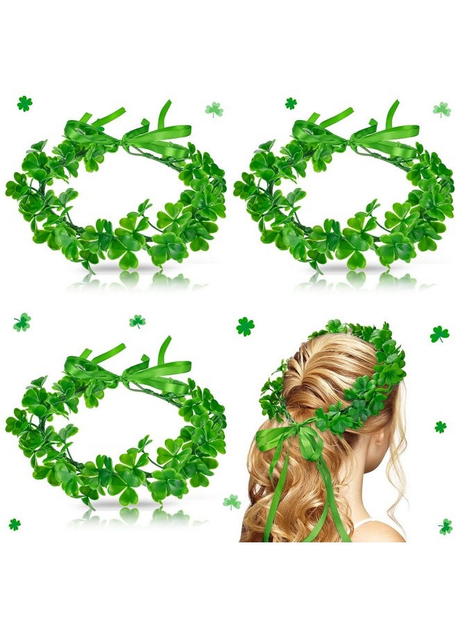 Cindeer - 4 Pcs St Patrick'S Day Headbands Irish Shamrock Crown Green Garland Clover Fairy Headpiece St. Patrick'S Day Accessories For Women Girls Party Supplies - Image 1