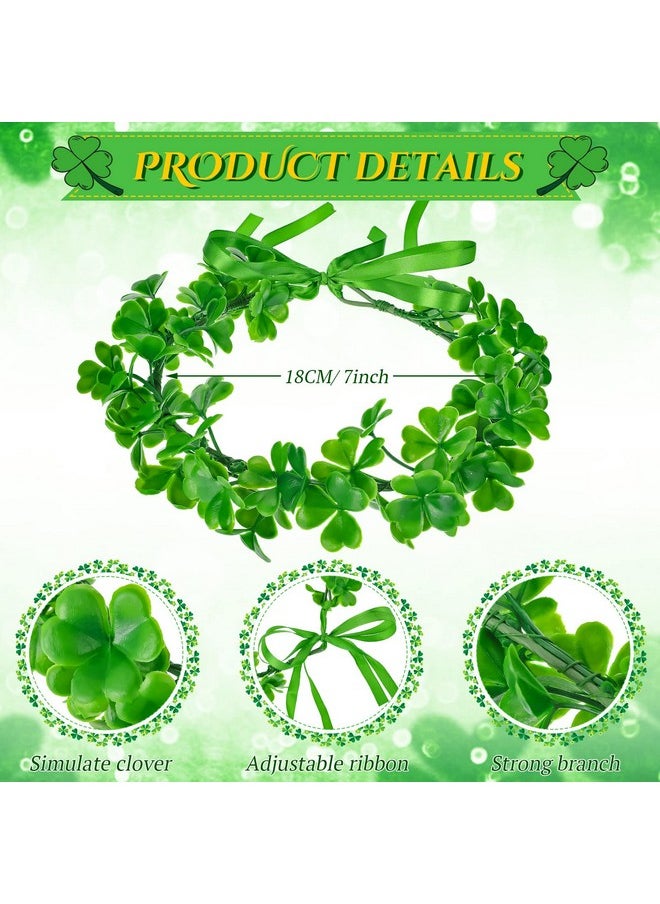 Cindeer - 4 Pcs St Patrick'S Day Headbands Irish Shamrock Crown Green Garland Clover Fairy Headpiece St. Patrick'S Day Accessories For Women Girls Party Supplies - Image 1