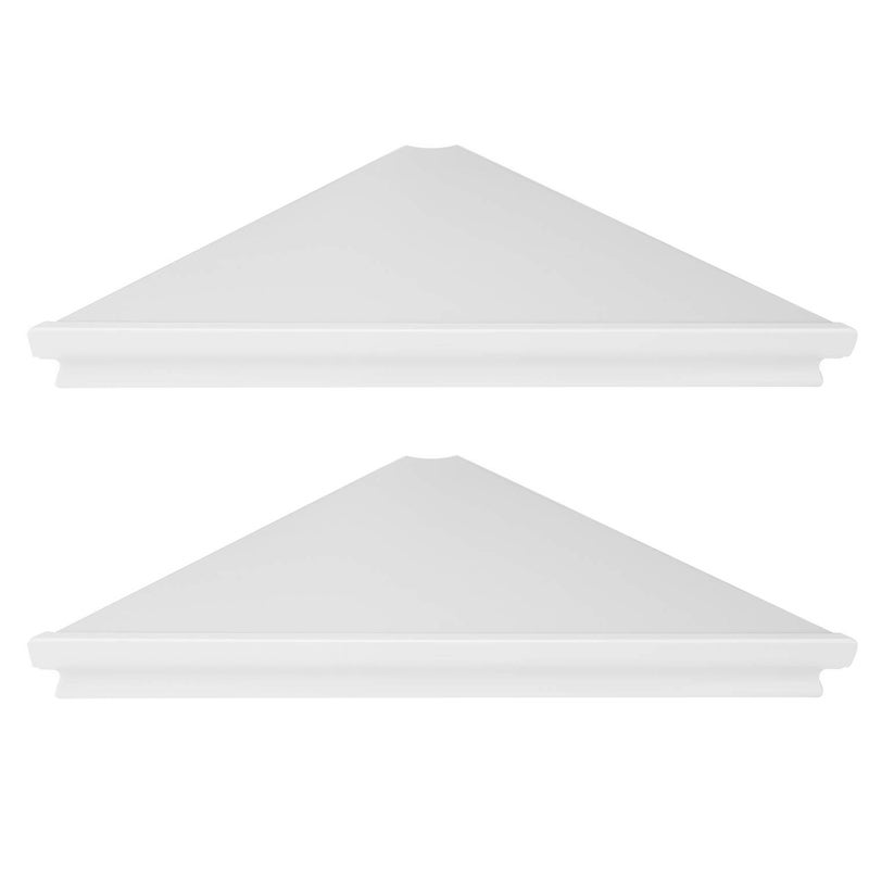 evron Wall Mount Corner ShelfEasy to Install Metal Front Floating Corner Shelves with SelfAdhesive TapesWood Imitation Corner Shelf with Wire Pass Hole PatternWhite 2 Pack
