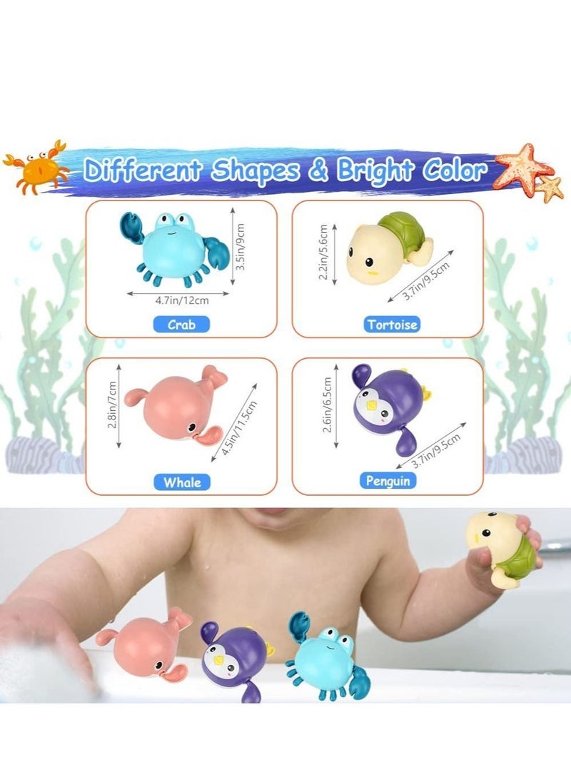 Generic - Baby Bath Toy Set of 4 - Clockwork Turtles, Whale, Crab, Penguin Swim for Up to 15 Seconds - Water Toy for Babies Bath, Swimming Pool Toy for 6 Months and Up - Image 1