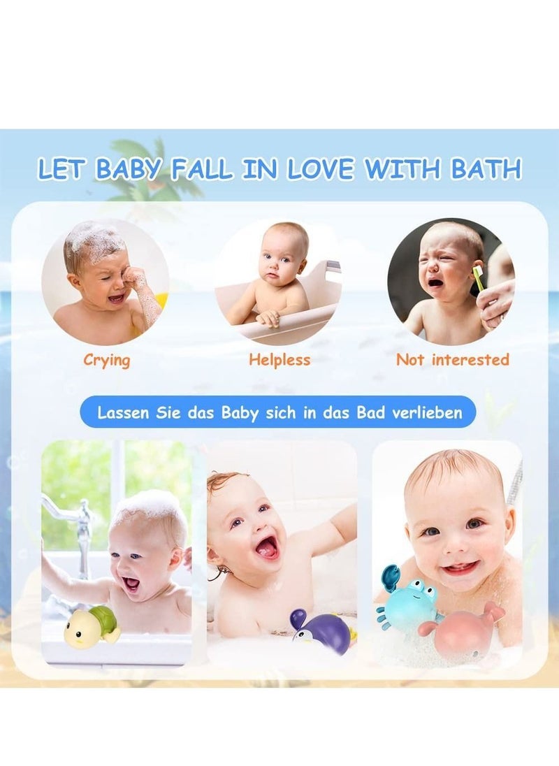 Generic - Baby Bath Toy Set of 4 - Clockwork Turtles, Whale, Crab, Penguin Swim for Up to 15 Seconds - Water Toy for Babies Bath, Swimming Pool Toy for 6 Months and Up - Image 1