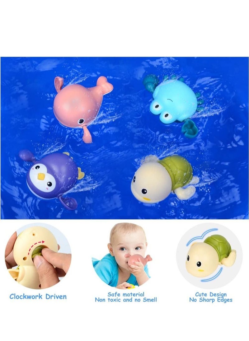 Generic - Baby Bath Toy Set of 4 - Clockwork Turtles, Whale, Crab, Penguin Swim for Up to 15 Seconds - Water Toy for Babies Bath, Swimming Pool Toy for 6 Months and Up - Image 1