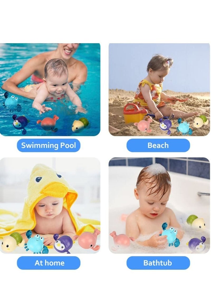 Generic - Baby Bath Toy Set of 4 - Clockwork Turtles, Whale, Crab, Penguin Swim for Up to 15 Seconds - Water Toy for Babies Bath, Swimming Pool Toy for 6 Months and Up - Image 1