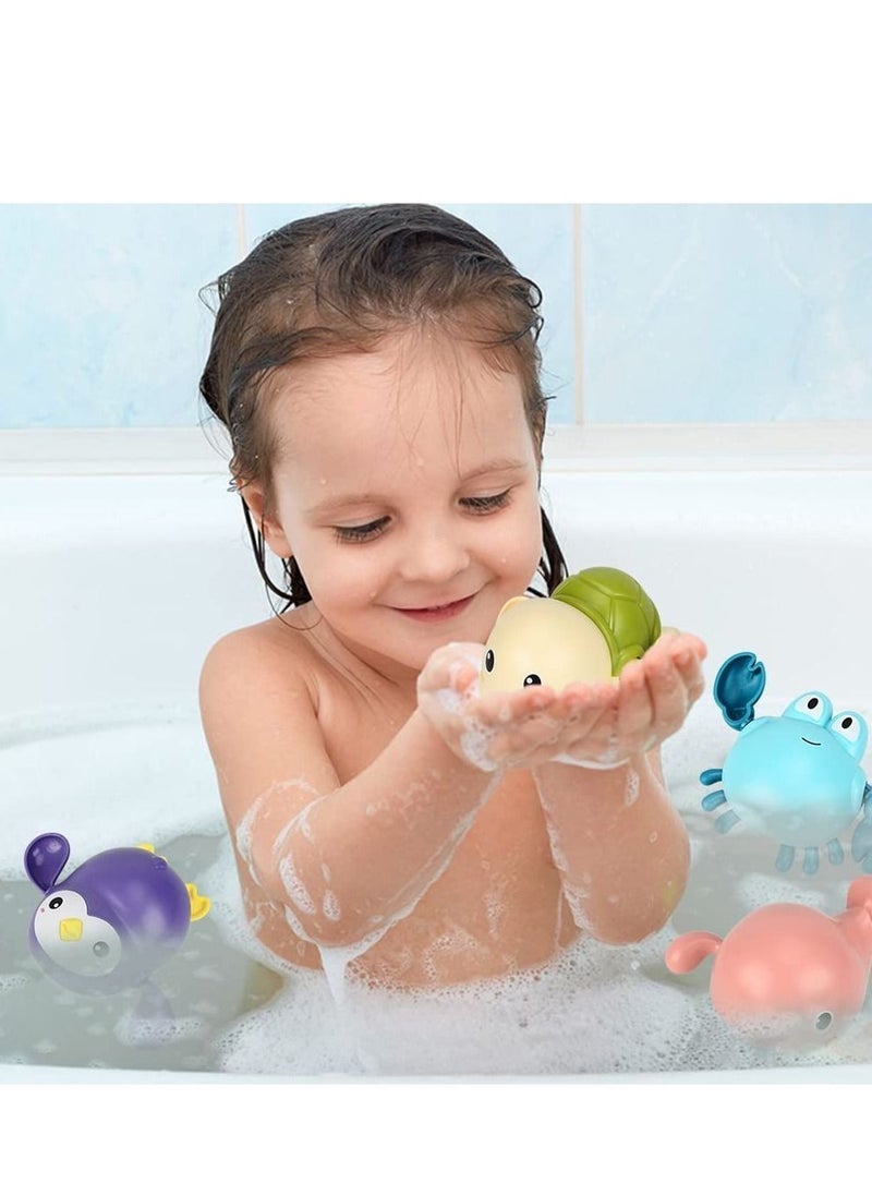 Generic - Baby Bath Toy Set of 4 - Clockwork Turtles, Whale, Crab, Penguin Swim for Up to 15 Seconds - Water Toy for Babies Bath, Swimming Pool Toy for 6 Months and Up - Image 1