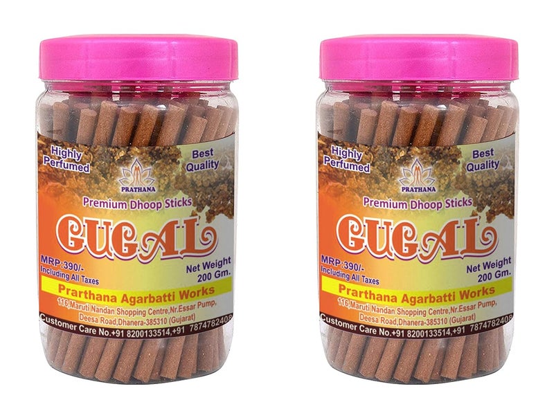 PRARTHANA Guggal Premium Dhoop Sticks 2 Jar Charcoal FreePollution Free 400gm Dhup battiDhoop batiAgarbatti - Image 1