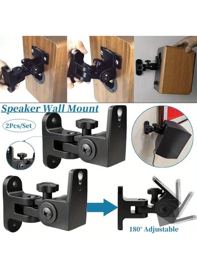 2pcs Zinc Alloy Adjustable Speaker Wall Bracket Swivel Tilt Mount for Home Theater - Image 2