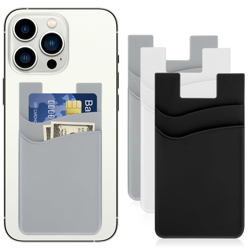 NEXT STORE 3pcs Phone Card Holder, Stick-On Wallet Pocket for Back of Phone, Fits All Smartphones, Strong Adhesive Credit Card Holder - Image 2