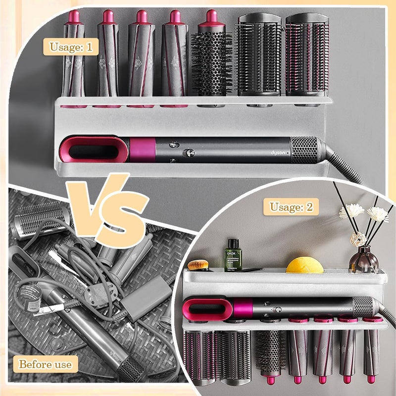 Yimerlen Airwrap Storage Holder Compatible with Dyson Airwrap Curling Iron Wall Mounted Storage Rack Holder for Bathroom Attachments Organizer (with Shampoo Comb) White - Image 4