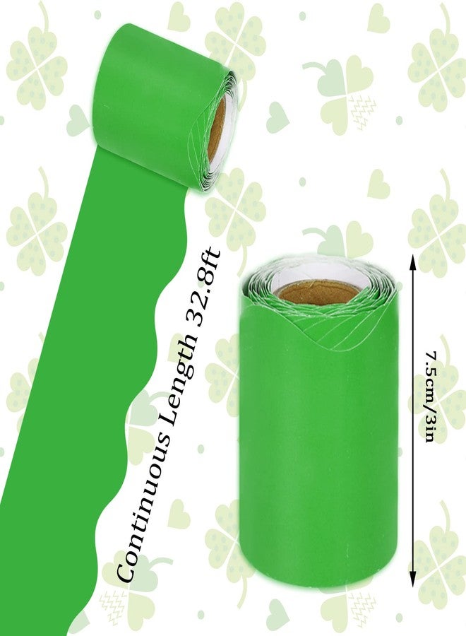 وولاين حواف لوحة إعلانات خضراء من والين، بطول 131.2 قدم، 4 لفات، ألوان خضراء متدرجة، شرائط لوحة إعلانات مقطوعة مسبقًا، زينة لوحة إعلانات ملفوفة ليوم القديس باتريك، مناسبة للمدارس والفصول الدراسية والمكاتب والسبورات. - Image 2