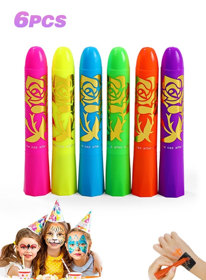 Organizer Face Paint Crayons, 6 Colors Face Paints for Children Halloween Make Up Set, Washable Make Up Set Body Painting for Boys Girls, Non-Toxic, Party Cosplay Face Paint Crayons for Ages 3+ - Image 1