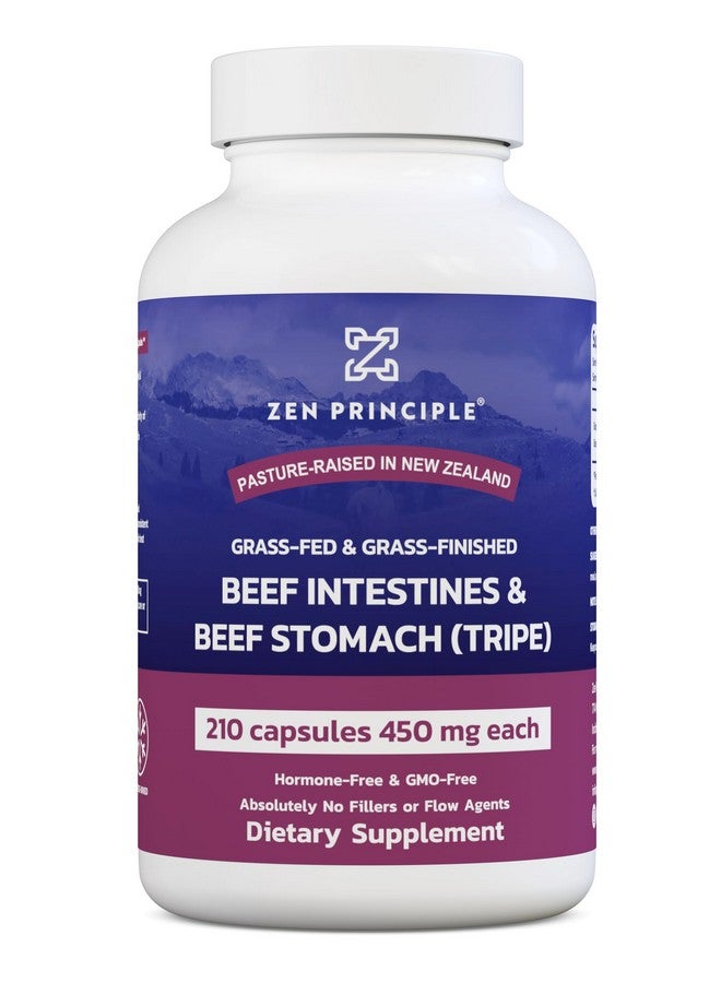 Zen Principle Grass Fed Beef Intestines with Stomach (Tripe) Supplement, Supports Digestive Health and Gut Balance, Supports Acid Reflux Balance, Natural Intestine Wellness, 210 Capsules - Image 1
