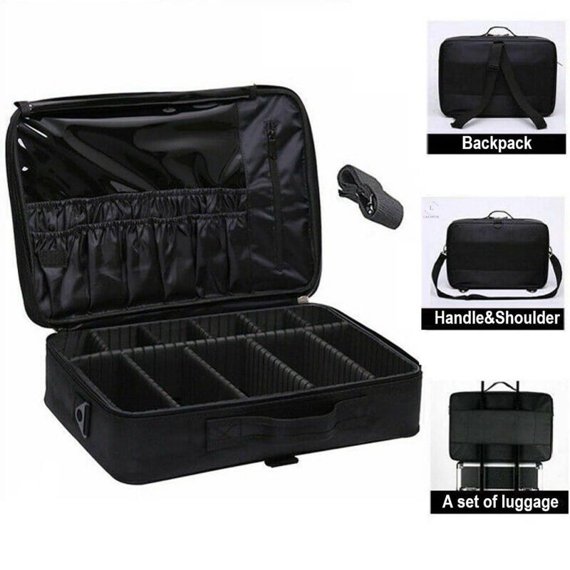 Shrux Travel Beauty and Cosmetic Organizer Bag Adjustable Compartment Makeup Brush Holder BagMakeup Artist BagVanity and Dressing JewelleryToiletry Storage Bag with Shoulder Strap - Image 4