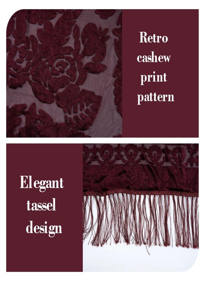 E-Clover Red Women Velvet Scarfs Shawls and Wraps for Evening Dresses Wedding Shawl Wraps Tassel - Image 4