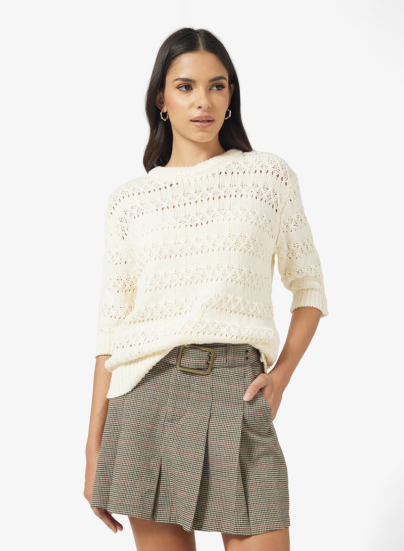 جينجر كنزة محبوكة بتصميم نحيف وملمس مميز - Image 1