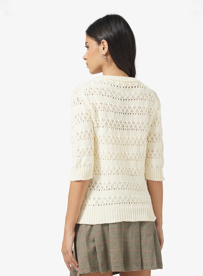 Ginger Slim Fit Textured Knitted Sweater
