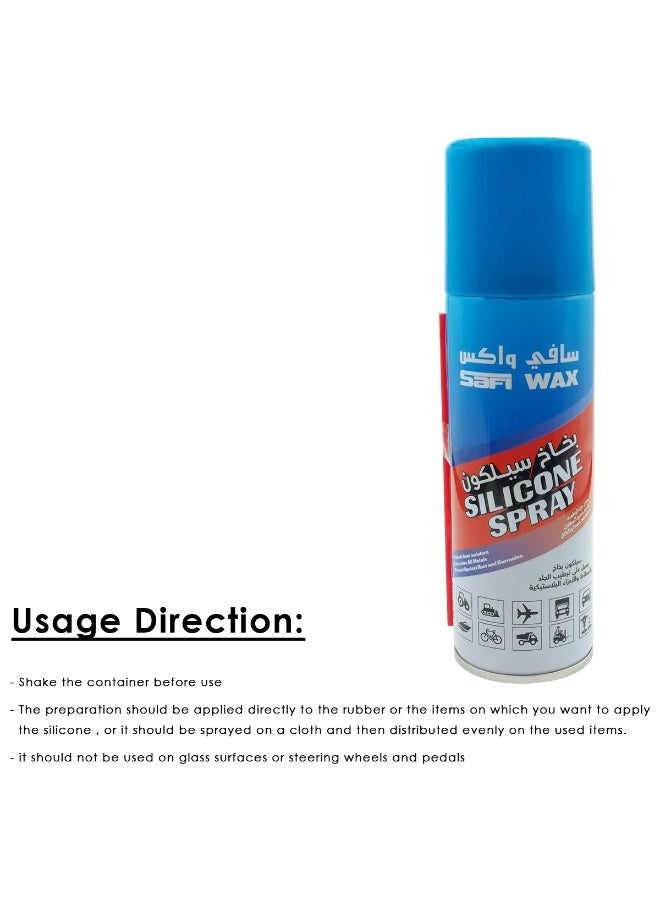 Safi WAX 2 pcs Safi Wax Silicone Spray Moisturizes, Protects And Restores Elasticity for Rubber, Leather And Plastic Parts 200ml SFW-105 - Image 3