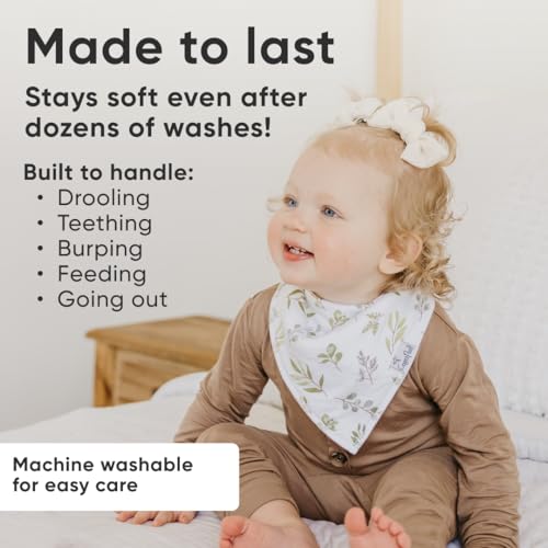 Copper Pearl 4 Pack Soft Cotton Baby Bibs for Drooling and Teething, Absorbent Drool Bibs for Baby Girl and Boy, Adjustable to Fit Newborns to Toddlers, Tons of Styles (Haven) - Image 4