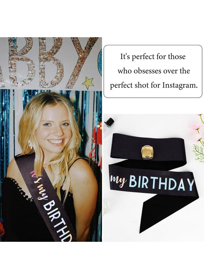 CIEHER 71.65 L x 3.6 W Black Birthday Sash - It's My Birthday Glitter Fabric Sash for Women, Girls, and All Ages - Image 3